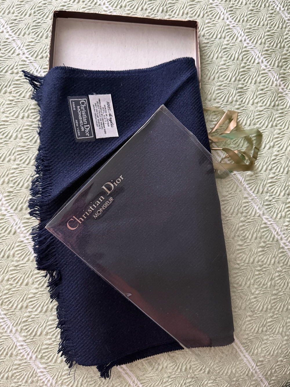 Dior Navy Blue Fringed Scarf